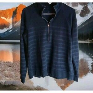 Tommy Bahama 1/2 Zip Pullover Stripe Sweater Size M Blue Metallic Blend